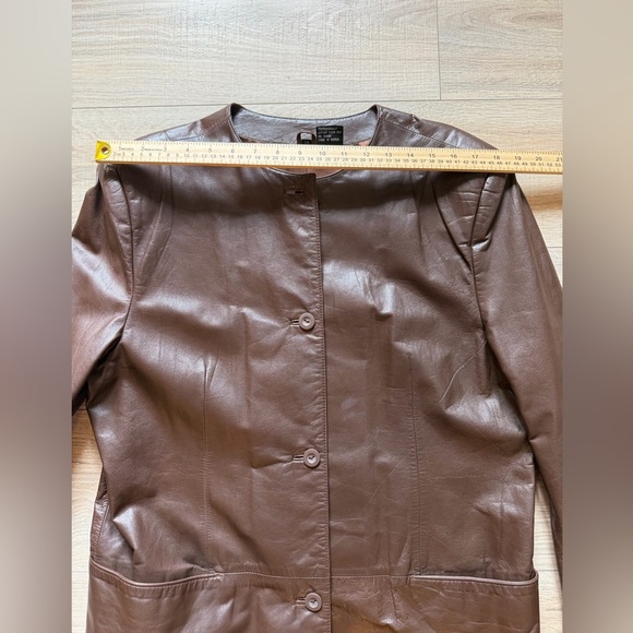 Tofi Women’s Brown Genuine Leather Button Front Jacket Size 14 - Picture 8 of 12